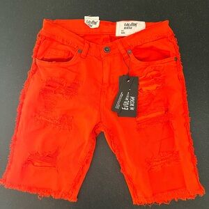 Kids Red Distressed Shorts by Evolution Denim size 14 new with tags (orange)